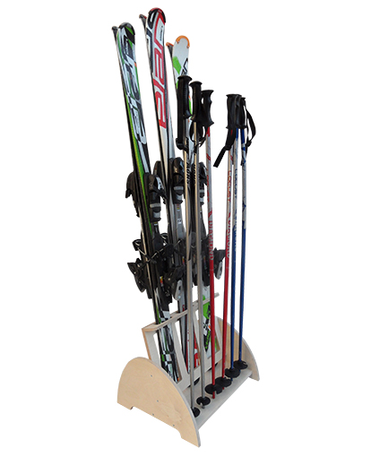 Stojan, držiak na tri páry lyží, ktorý chráni Vaše lyže a šetrí priestor vo Vašej domácnosti.